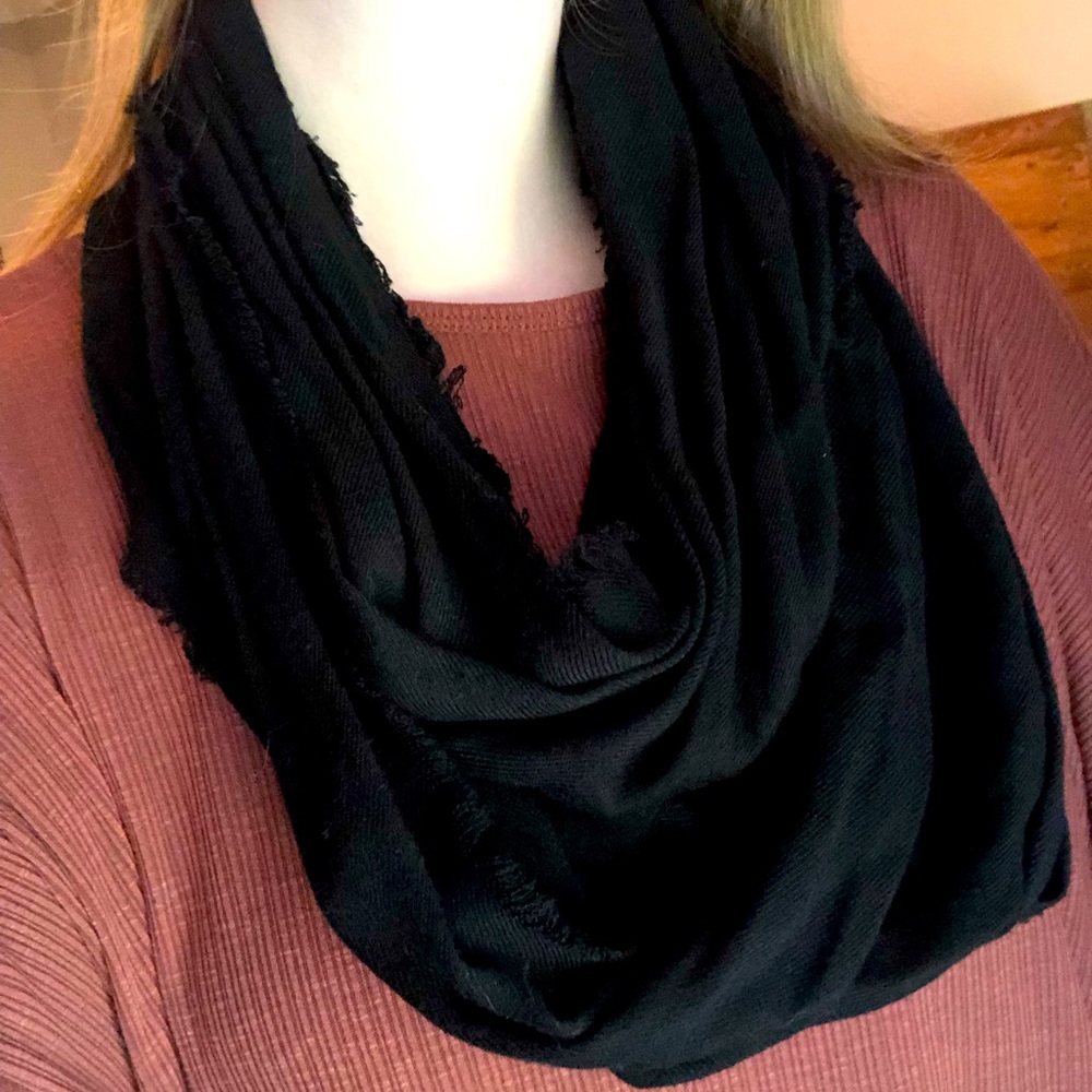 Frayed Black Infinity Scarf